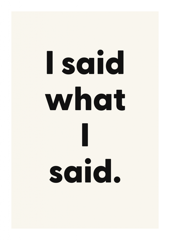 I said what I said. funny adult quote poster with bold typography on ivory background