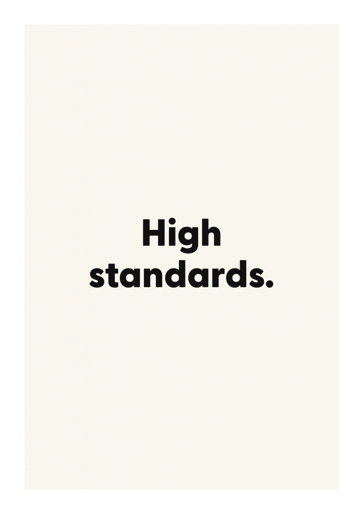 High standards. funny adult quote poster with bold typography on ivory background