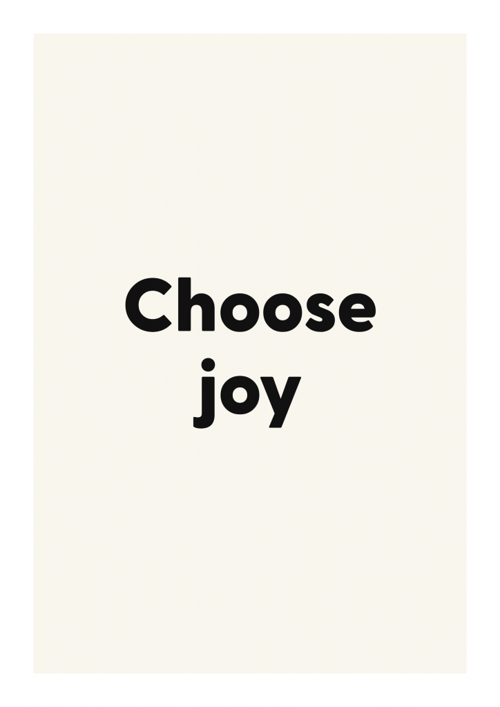 Choose joy motivational quote poster with positive typography on ivory background