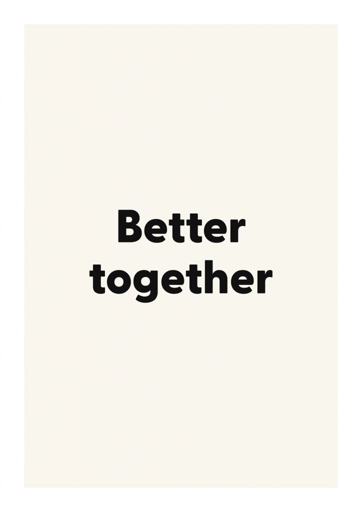 Better together romantic love quote poster with minimalist typography on ivory background