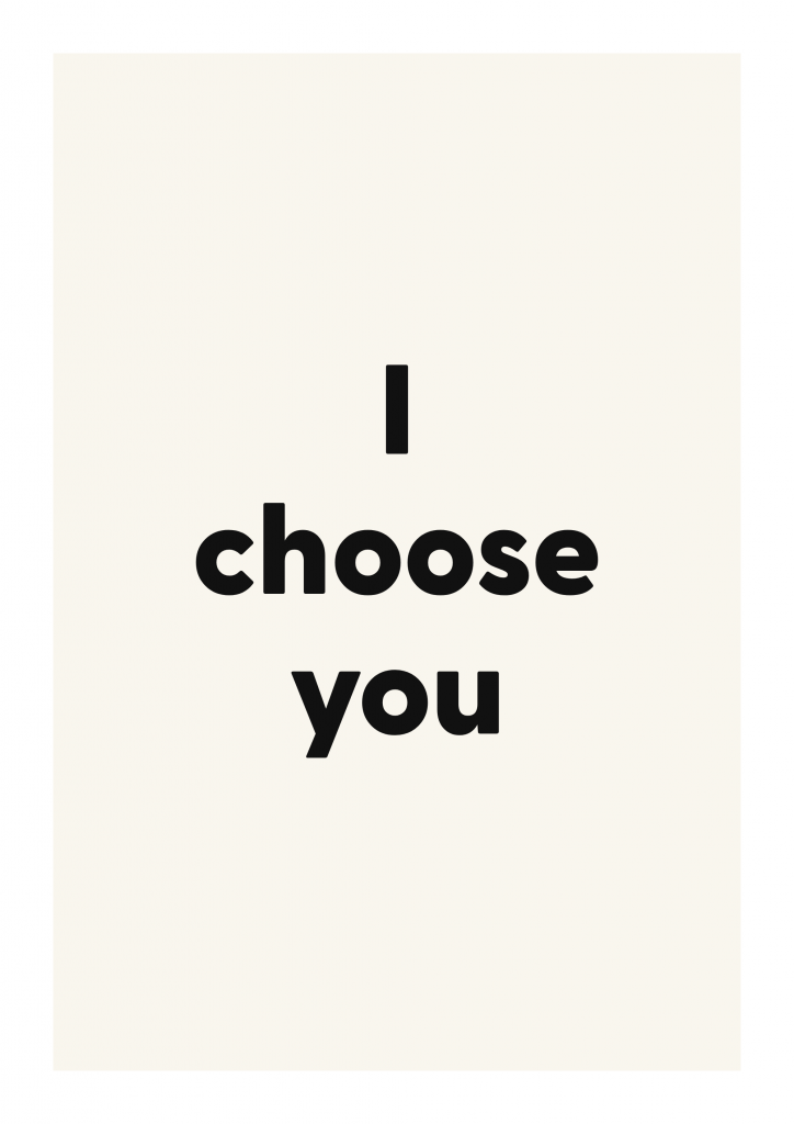 I choose you romantic love quote poster with minimalist typography on ivory background