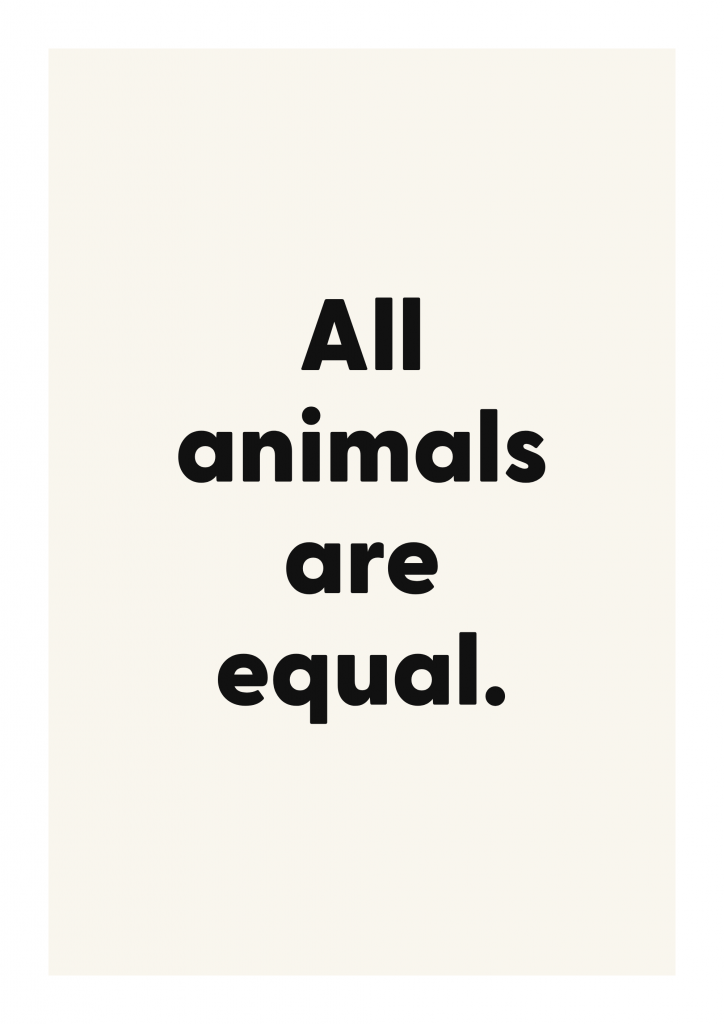 All animals are equal. motivational quote poster with positive typography on ivory background