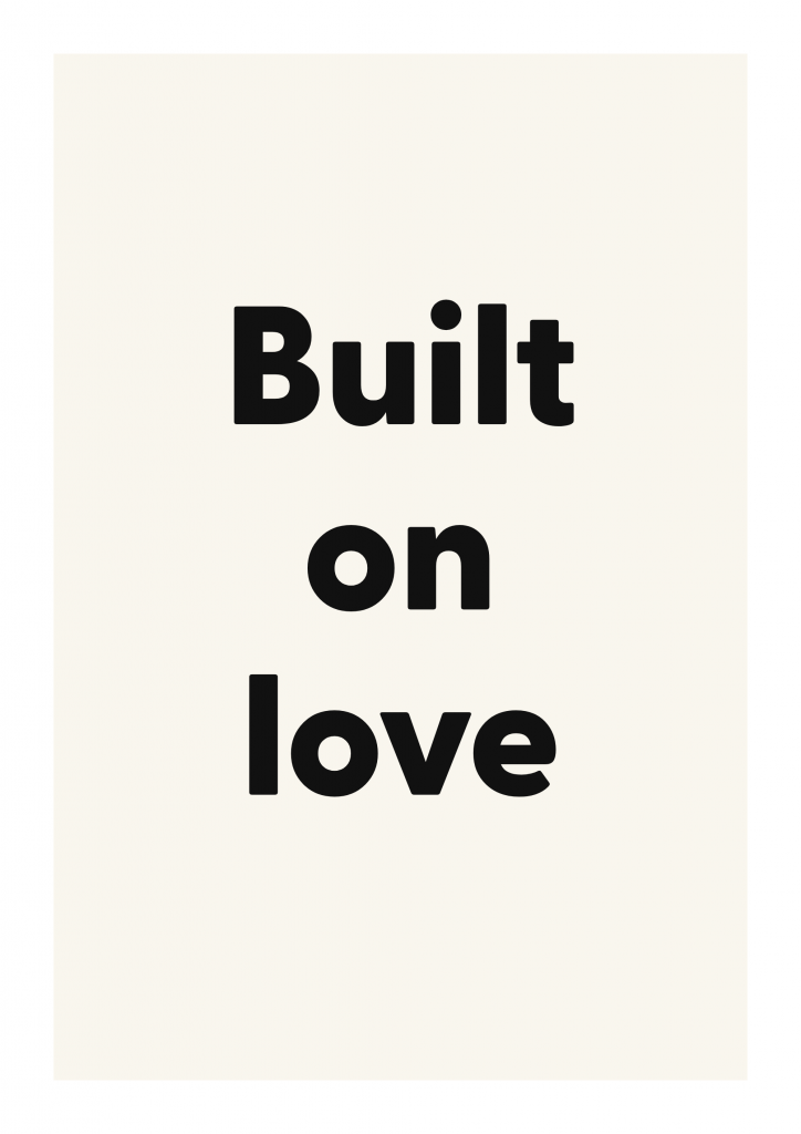 Built on love romantic love quote poster with minimalist typography on ivory background