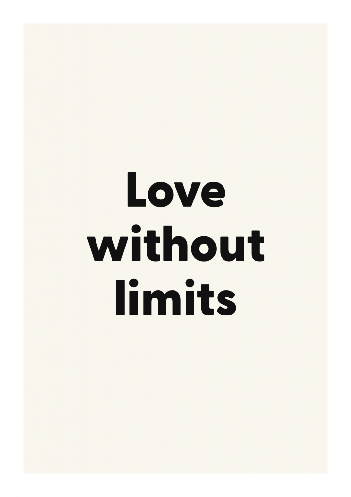 Love without limits romantic love quote poster with minimalist typography on ivory background