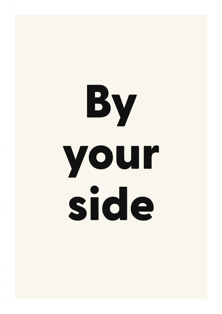 By your side romantic love quote poster with minimalist typography on ivory background