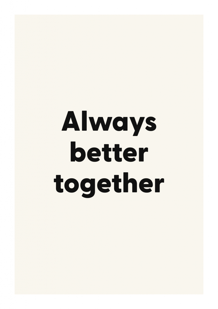 Always better together romantic love quote poster with minimalist typography on ivory background