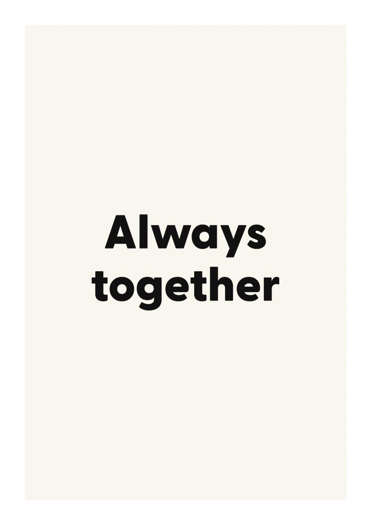 Always together romantic love quote poster with minimalist typography on ivory background