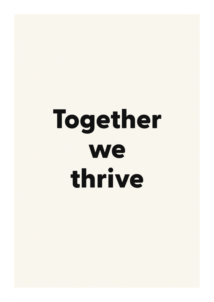 Together we thrive romantic love quote poster with minimalist typography on ivory background