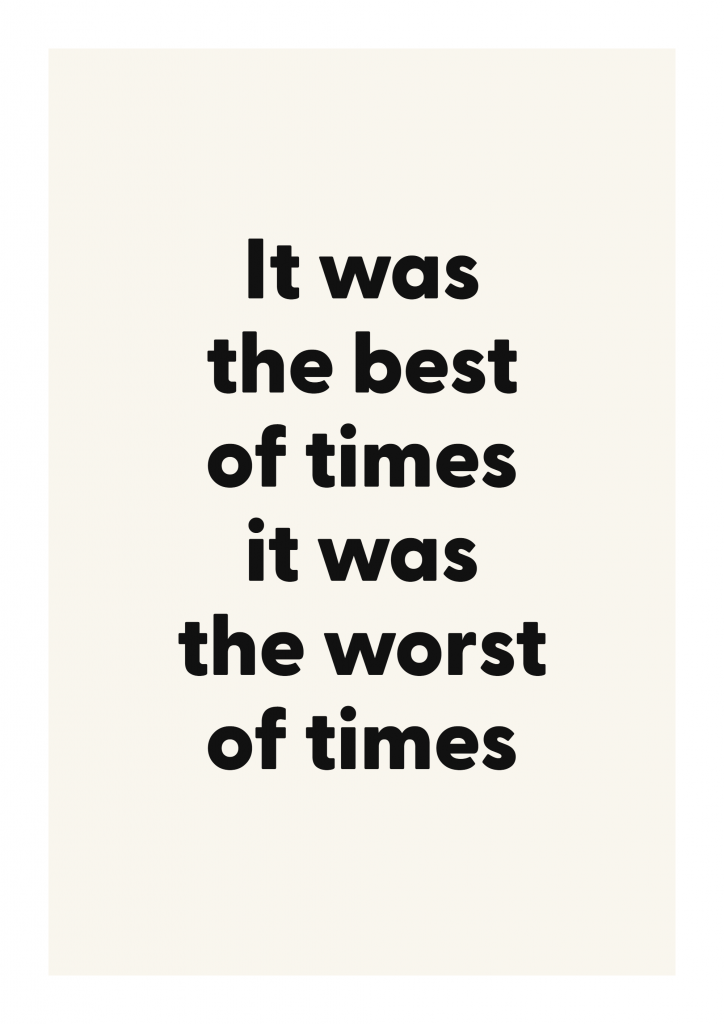 It was the best of times it was the worst of times literary quote poster with classic typography on ivory background