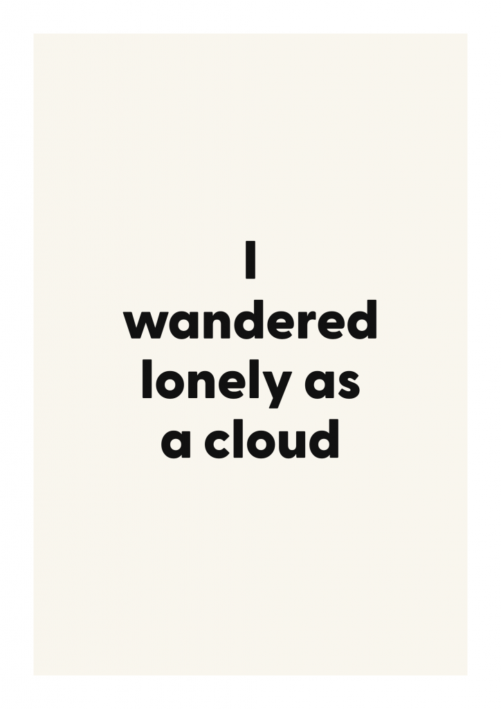 I wandered lonely as a cloud literary quote poster with classic typography on ivory background