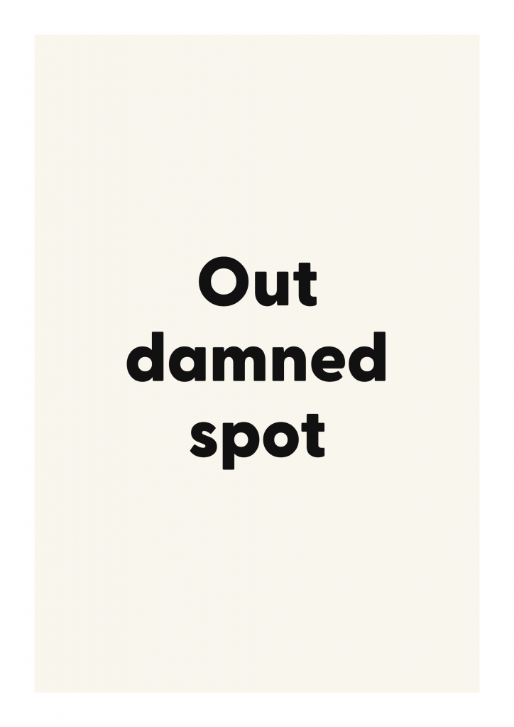 Out damned spot literary quote poster with classic typography on ivory background