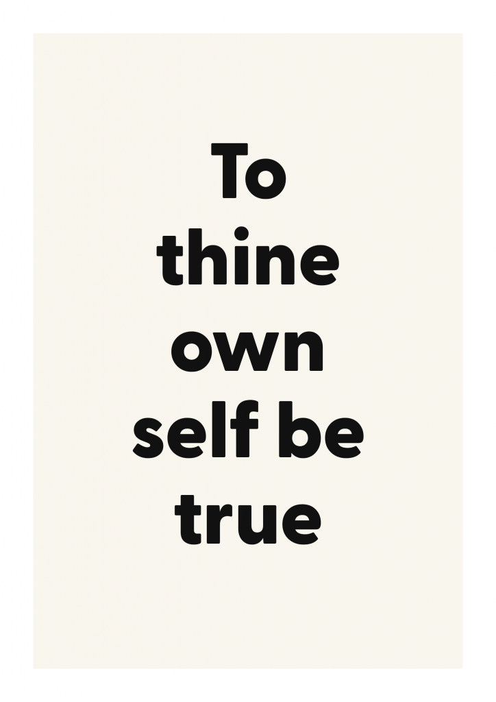 To thine own self be true literary quote poster with classic typography on ivory background