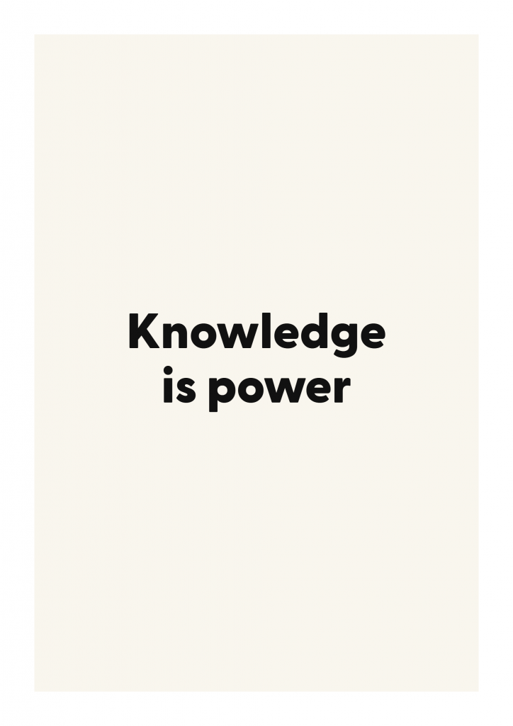 Knowledge is power literary quote poster with classic typography on ivory background