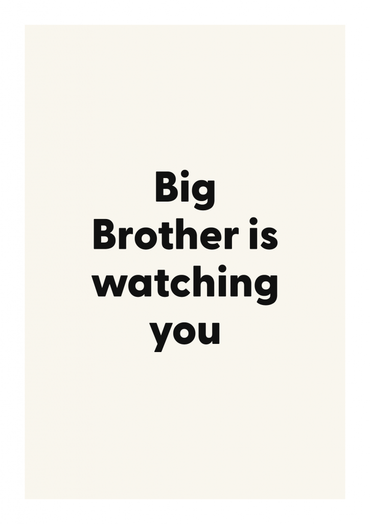 Big Brother is watching you literary quote poster with classic typography on ivory background
