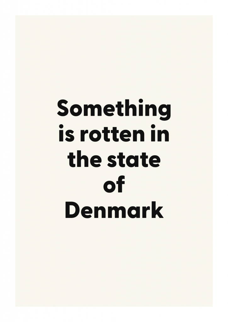 Something is rotten in the state of Denmark literary quote poster with classic typography on ivory background
