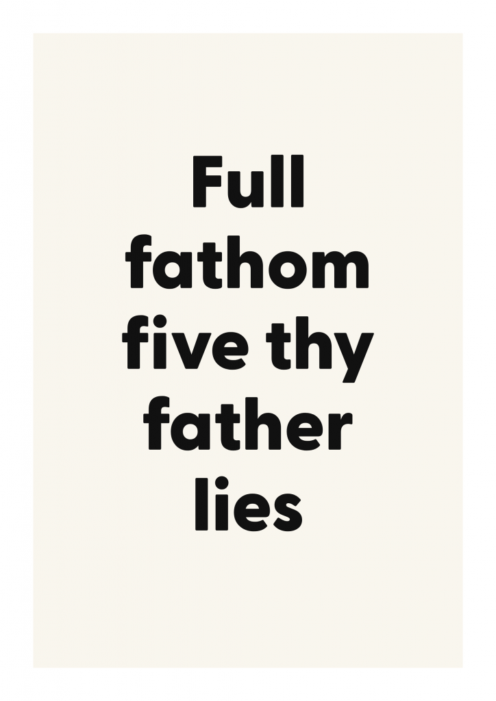 Full fathom five thy father lies literary quote poster with classic typography on ivory background