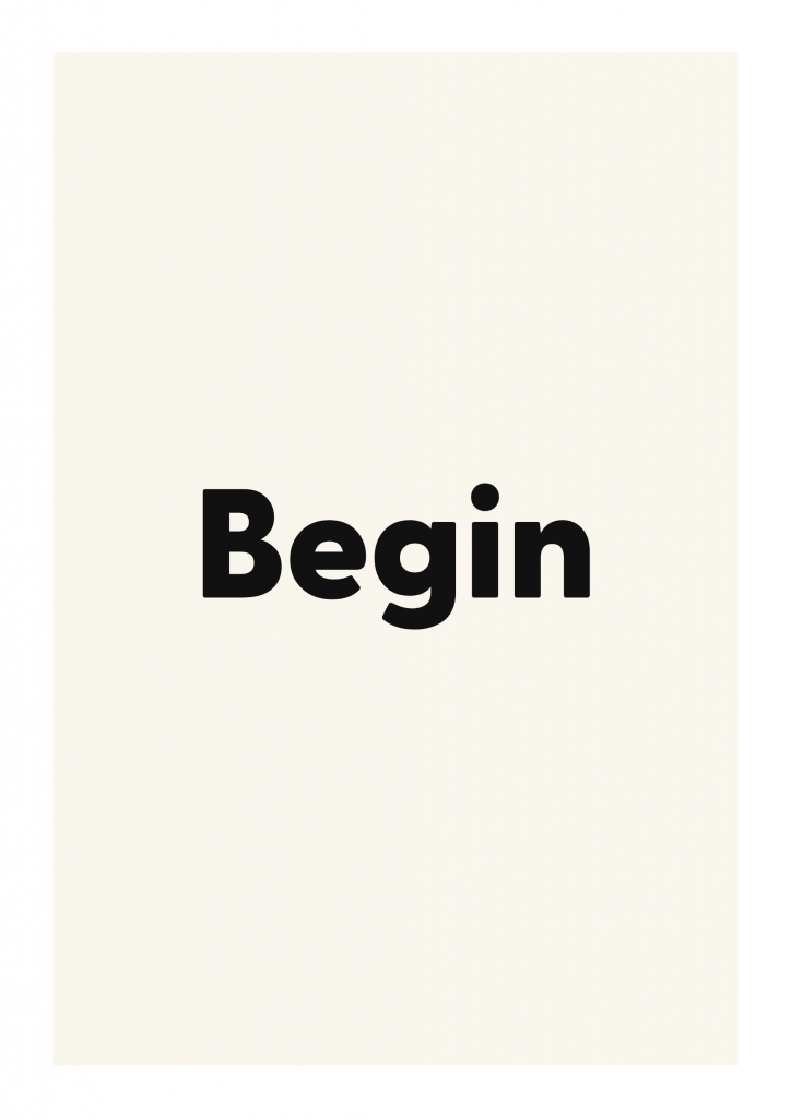 Begin minimalist quote poster with clean typography on ivory background