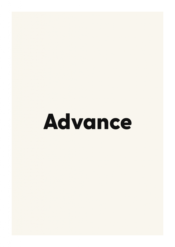 Advance minimalist quote poster with clean typography on ivory background