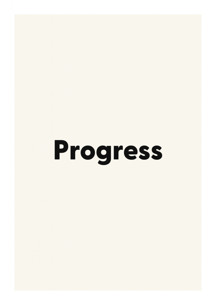 Progress minimalist quote poster with clean typography on ivory background
