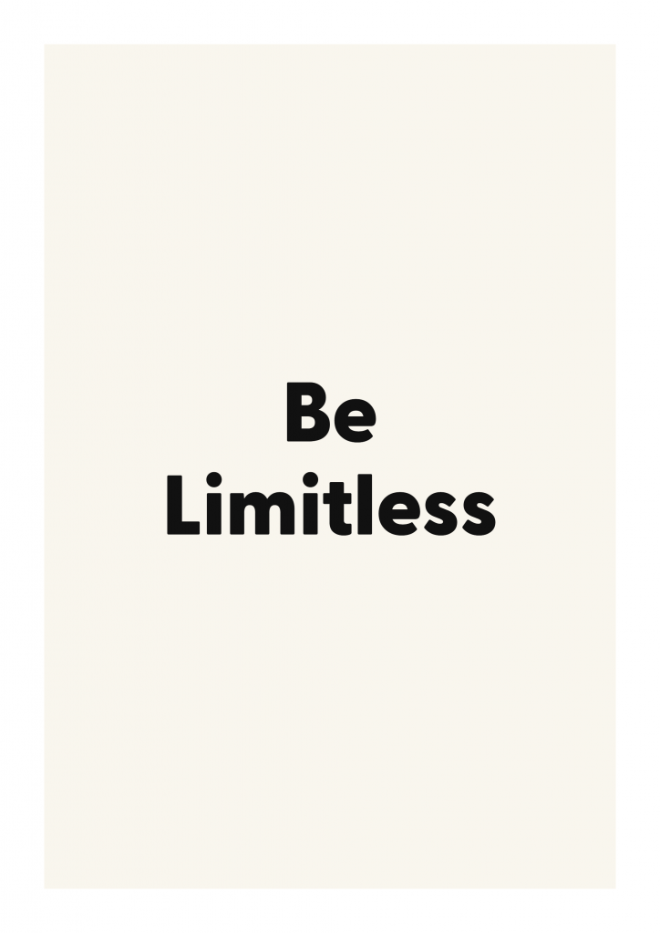 Be Limitless minimalist quote poster with clean typography on ivory background