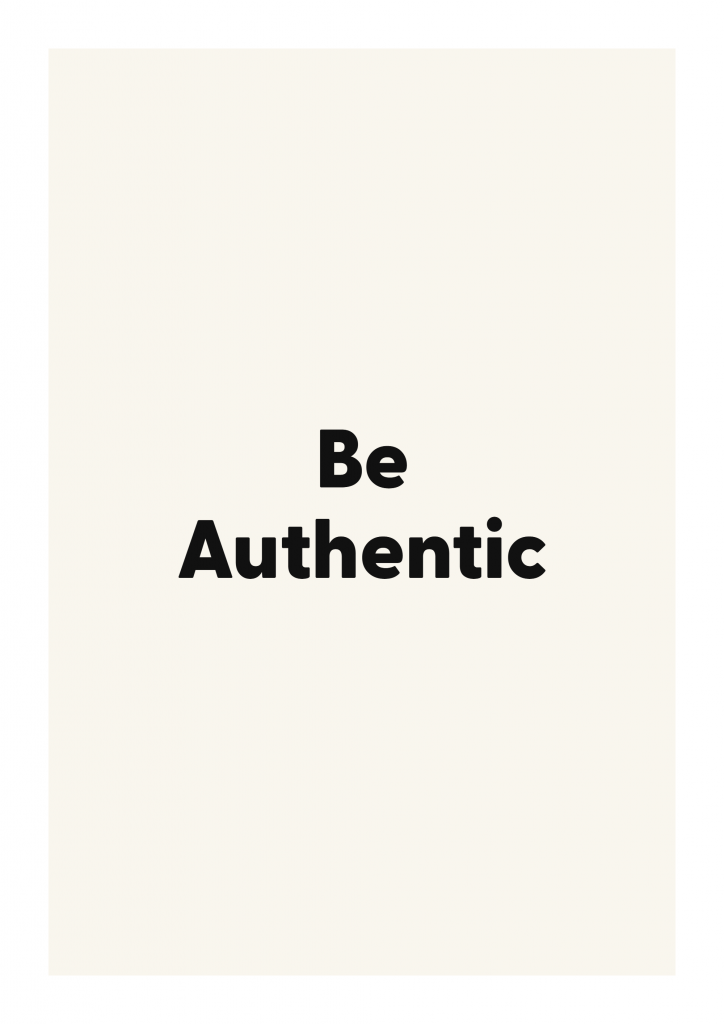 Be Authentic minimalist quote poster with clean typography on ivory background