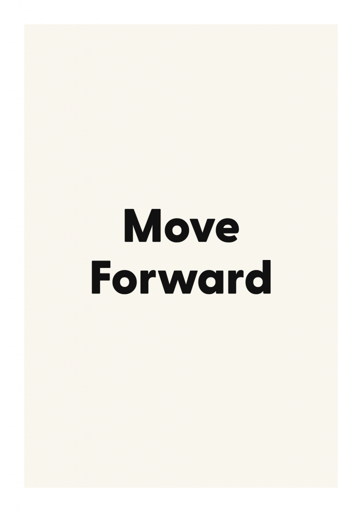 Move Forward minimalist quote poster with clean typography on ivory background