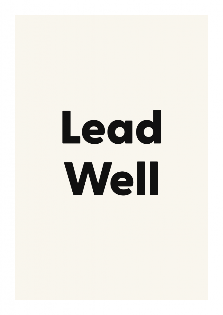 Lead Well minimalist quote poster with clean typography on ivory background