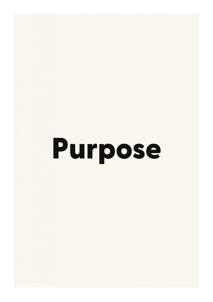 Purpose minimalist quote poster with clean typography on ivory background