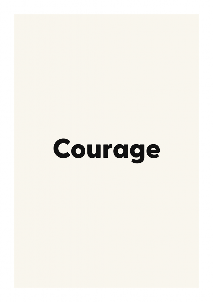 Courage minimalist quote poster with clean typography on ivory background