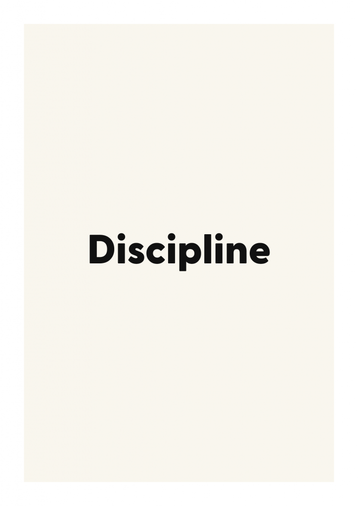 Discipline minimalist quote poster with clean typography on ivory background