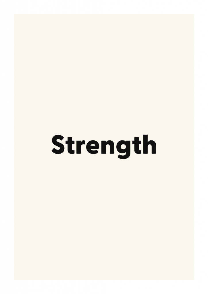 Strength minimalist quote poster with clean typography on ivory background