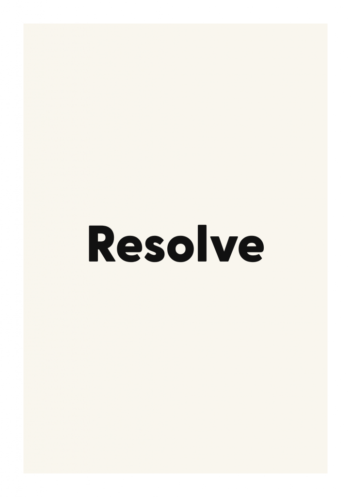 Resolve minimalist quote poster with clean typography on ivory background