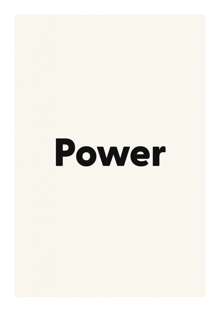 Power minimalist quote poster with clean typography on ivory background