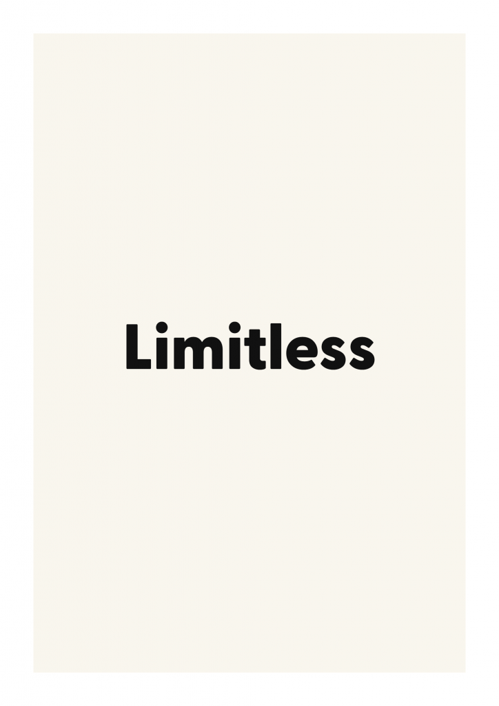 Limitless minimalist quote poster with clean typography on ivory background