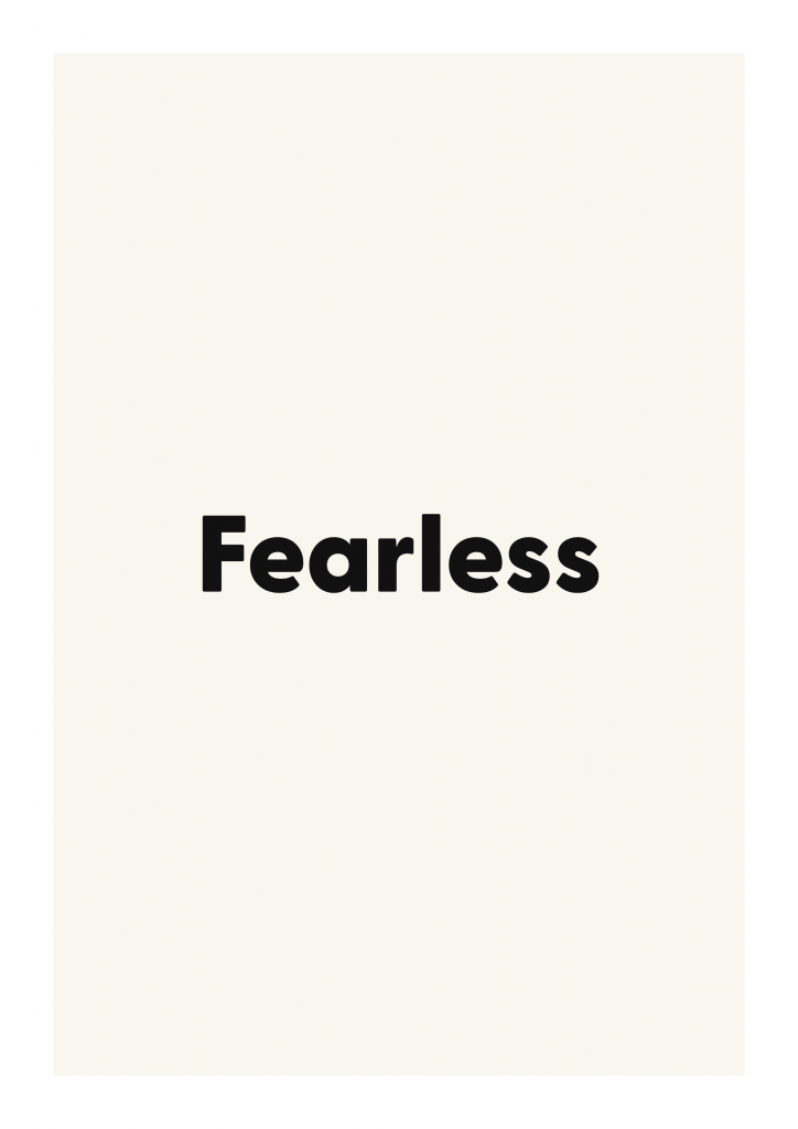 Fearless minimalist quote poster with clean typography on ivory background