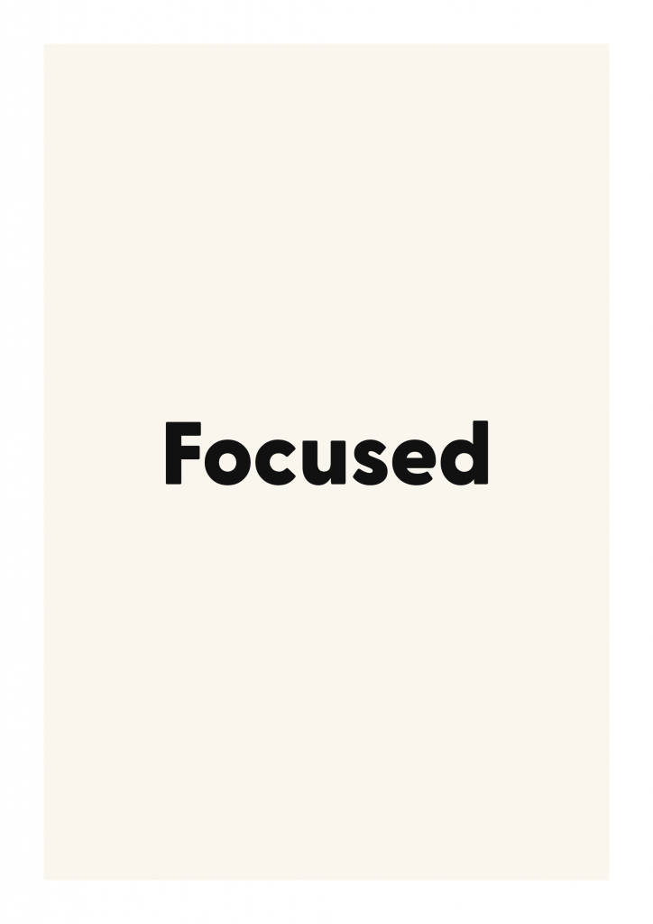 Focused minimalist quote poster with clean typography on ivory background