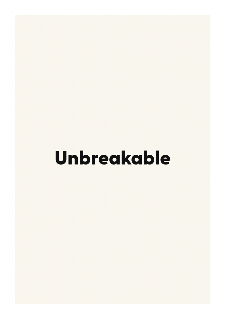 Unbreakable minimalist quote poster with clean typography on ivory background