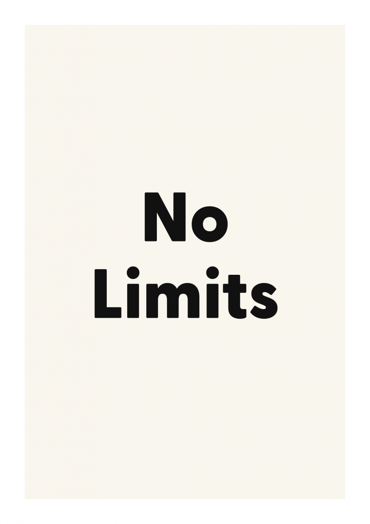 No Limits minimalist quote poster with clean typography on ivory background