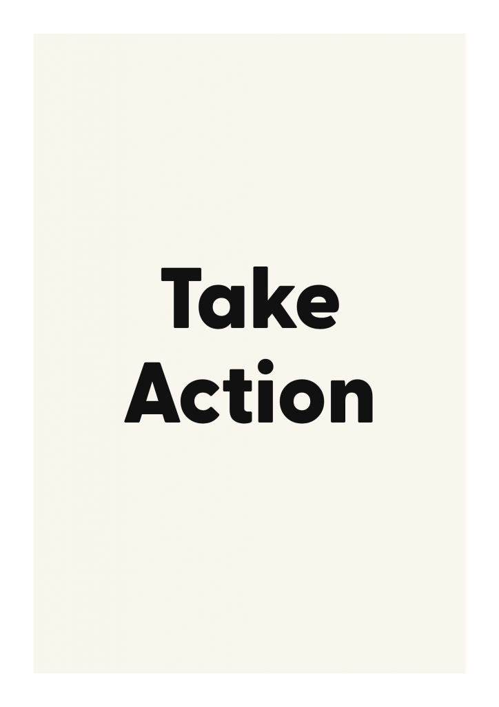 Take Action minimalist quote poster with clean typography on ivory background