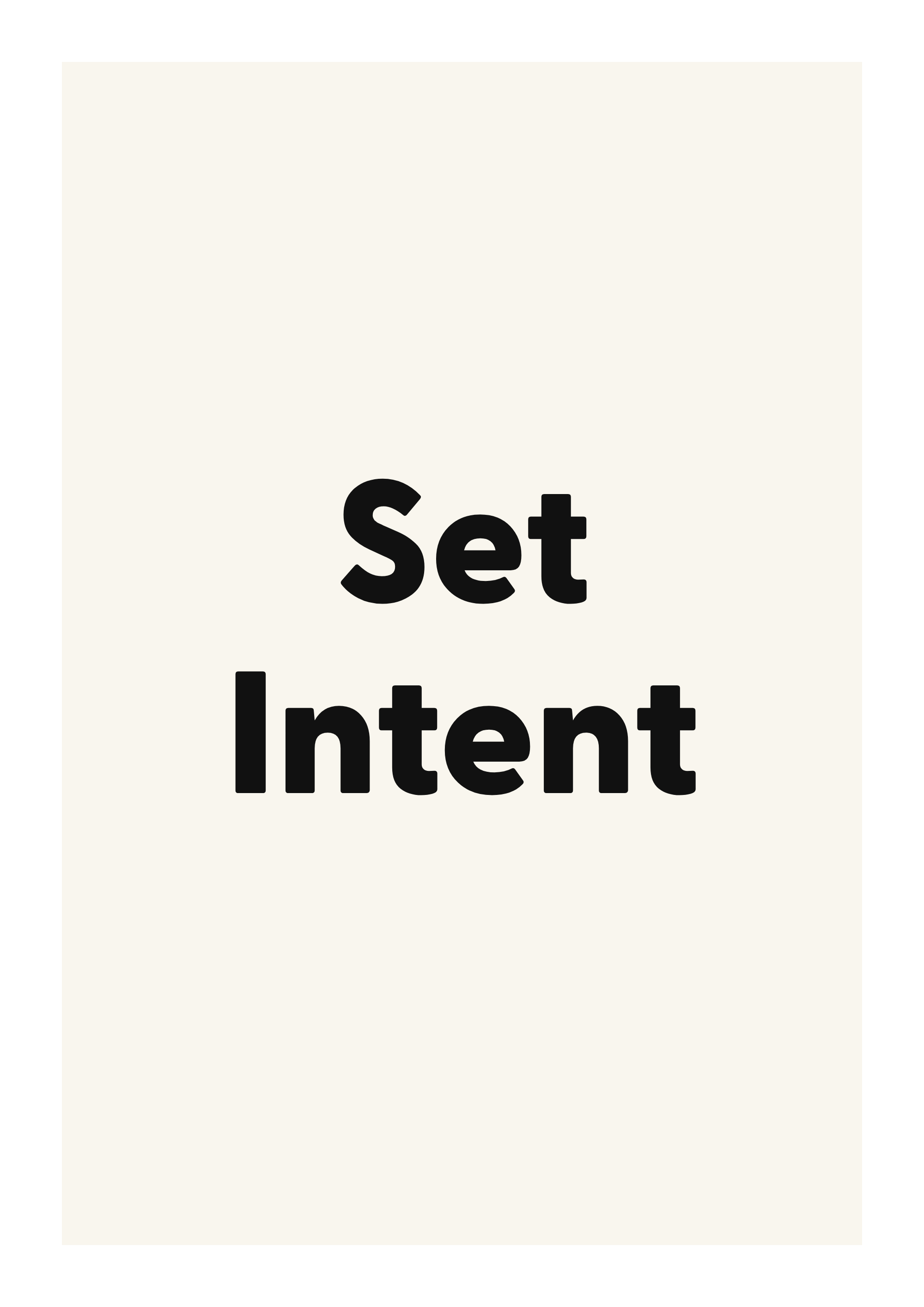 Set Intent minimalist quote poster with clean typography on ivory background