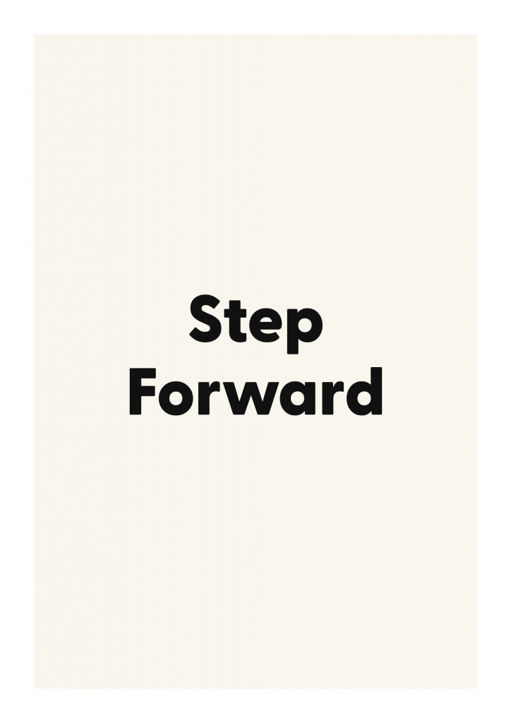 Step Forward minimalist quote poster with clean typography on ivory background