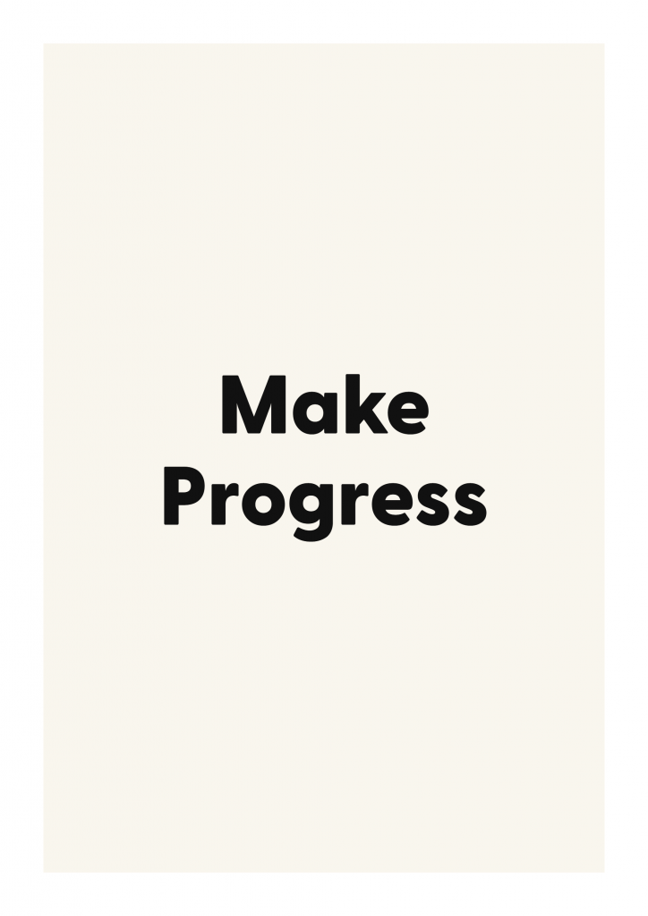 Make Progress minimalist quote poster with clean typography on ivory background