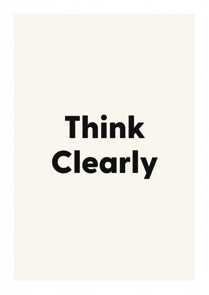 Think Clearly minimalist quote poster with clean typography on ivory background