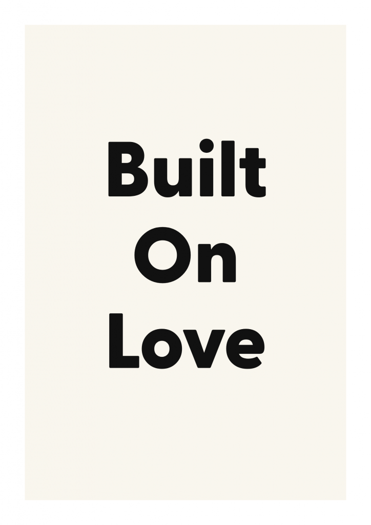 Built On Love romantic love quote poster with minimalist typography on ivory background