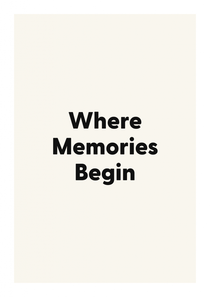 Where Memories Begin family and home quote poster with warm typography on ivory background