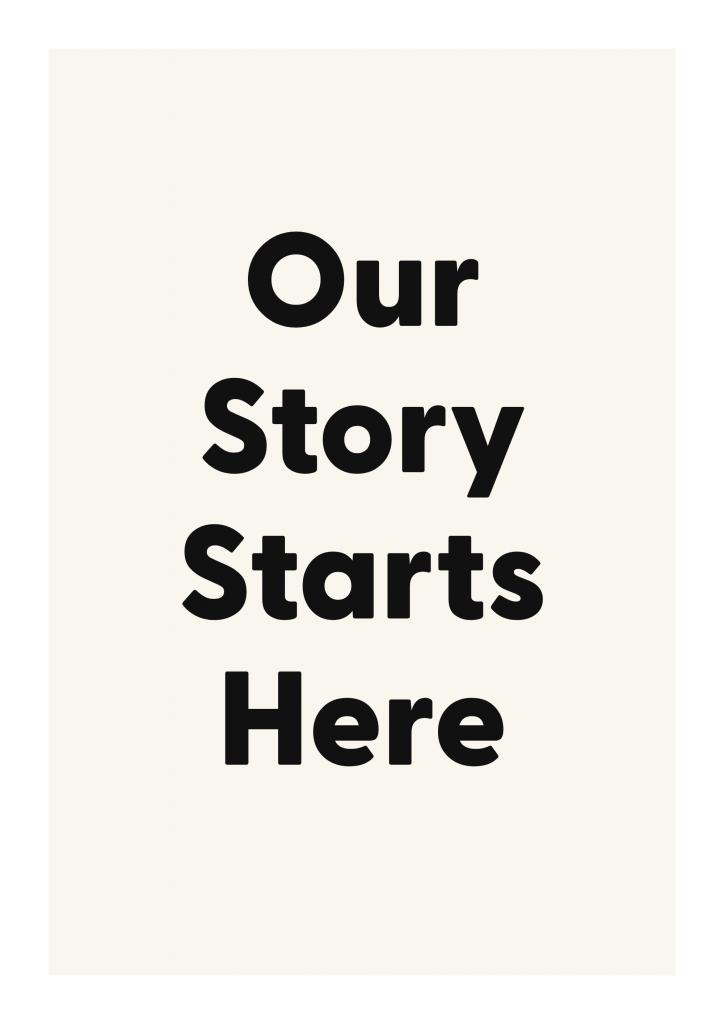 Our Story Starts Here romantic love quote poster with minimalist typography on ivory background