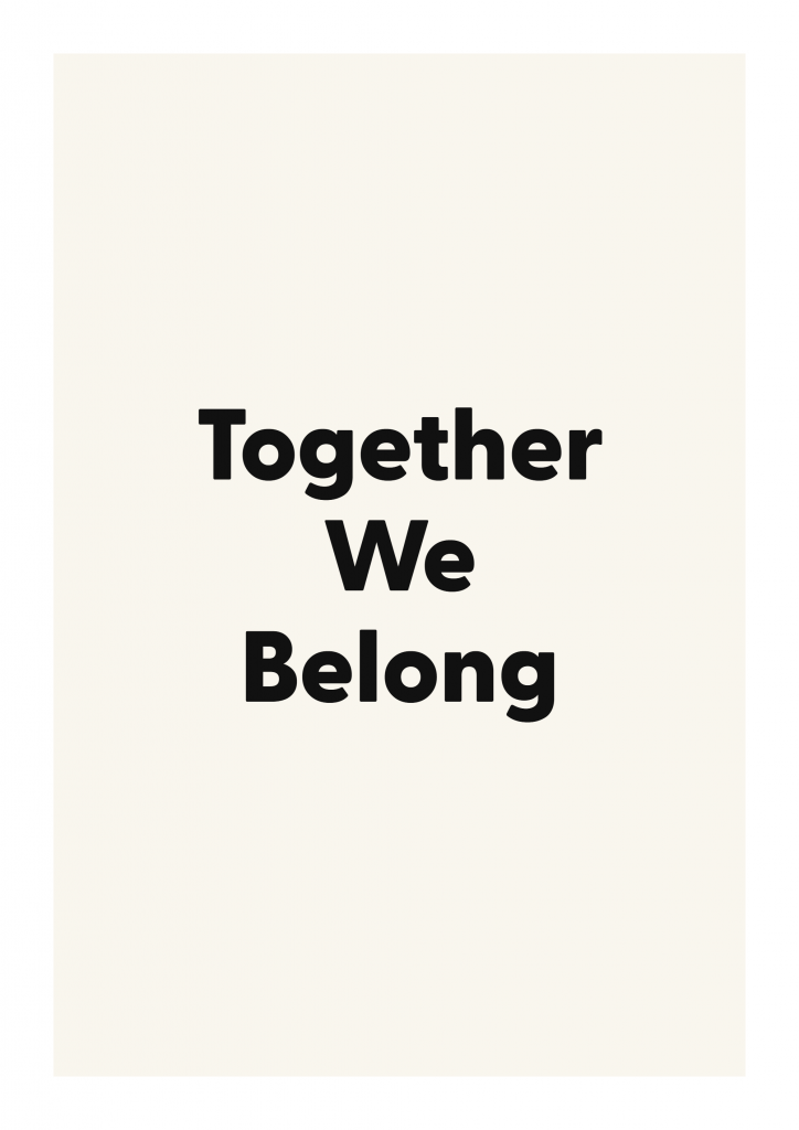 Together We Belong romantic love quote poster with minimalist typography on ivory background