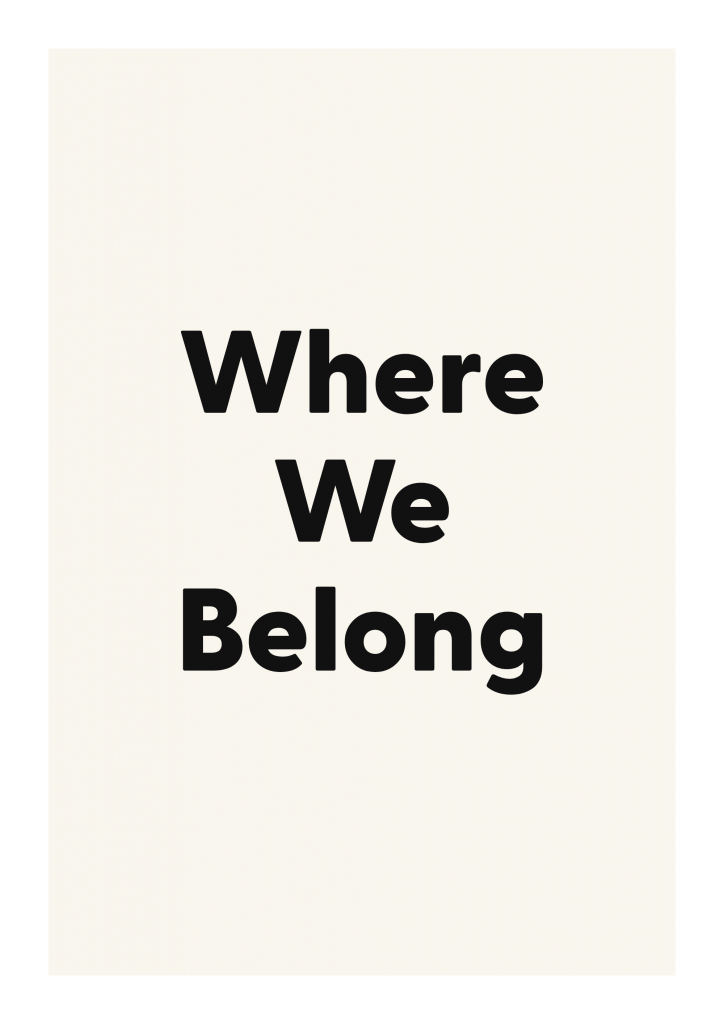 Where We Belong romantic love quote poster with minimalist typography on ivory background