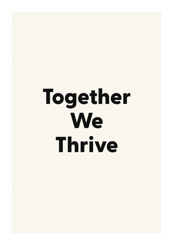 Together We Thrive romantic love quote poster with minimalist typography on ivory background