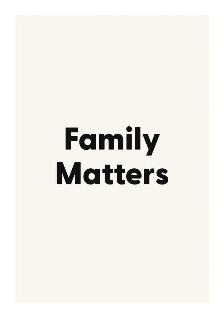 Family Matters family and home quote poster with warm typography on ivory background